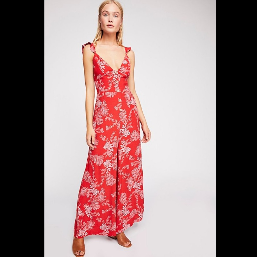 Free People Floral Wide Leg Jumpsuit NWT